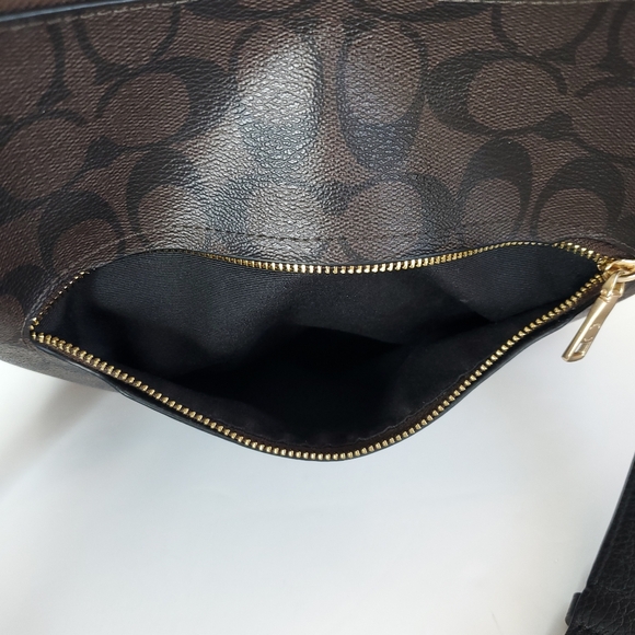 COACH Ellie File Bag In Signature Canvas  Crossbody Bag Gold/Brown Black - Picture 9 of 10